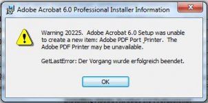 Kryptische Fehlermeldungen bei Updates (Screenshot)