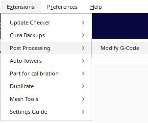 cura opening the post processing section