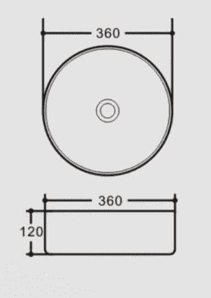 360x360x120mm Matte White Above Counter Ceramic Basin
