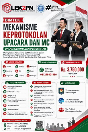 BIMTEK MEKANISME KEPROTOKOLAN UPACARA DAN MC DALAM KEHUMASAN PEMERINTAH