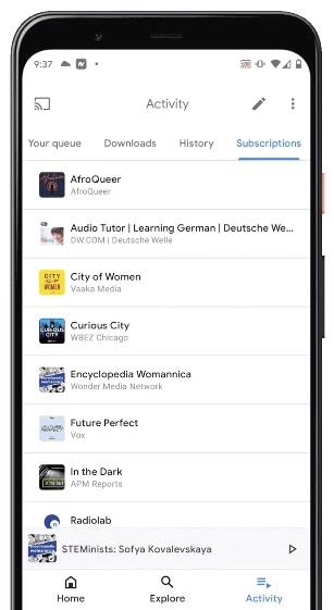 Private RSS Feeds Subscription on Google Podcasts Android, iOS