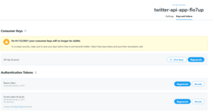 Twitter API Authentication Tokens