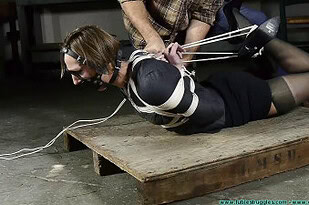 IR Hogtied in Blazer, Skirt, Garter, Stockings, and Heels -Part 1