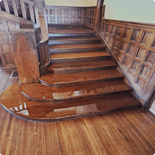 Restored wood staircase