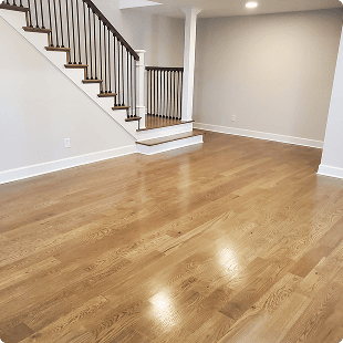 Newly finished hardwood floors and staircase