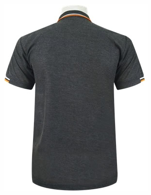 เสื้อโปโลสีเทาท็อปเข้มขลิบส้ม MN Polo - Image 5