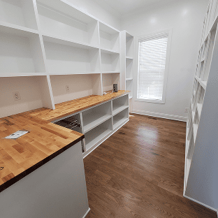 Finished hardwood floors in home office