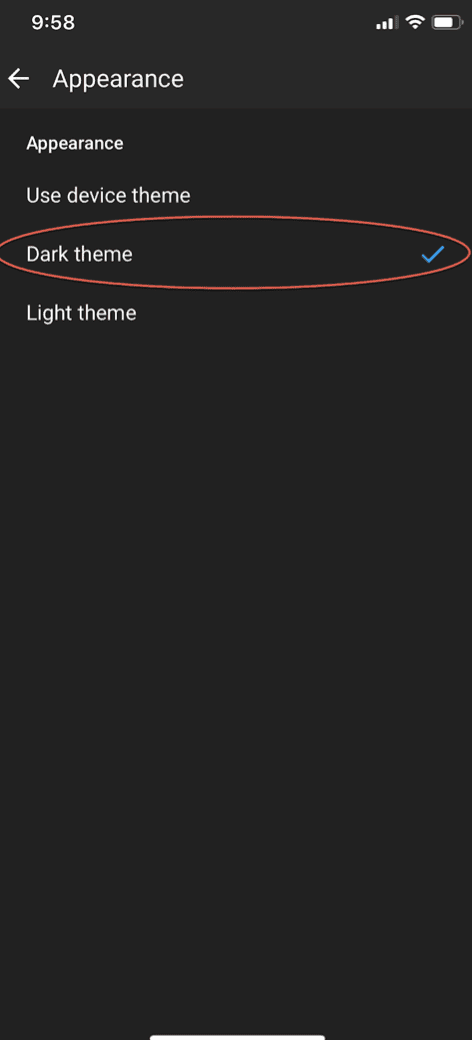 Youtube dark theme on mobile