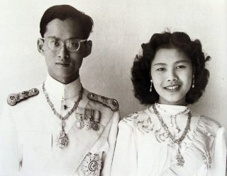 His Majesty King Bhumibol Adulyadej with Queen Sirikit wedding