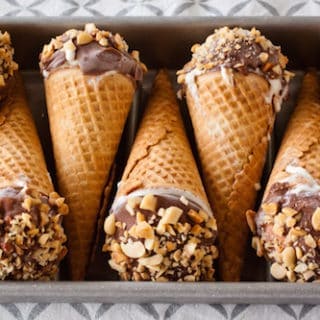 homemade peanut butter caramel drumstick cones, via www.www.goodfoodstories.com