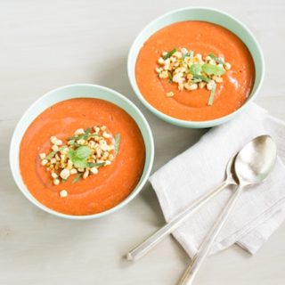 roasted peach gazpacho, via www.www.goodfoodstories.com