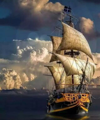 خلفيات سفن في البحر.