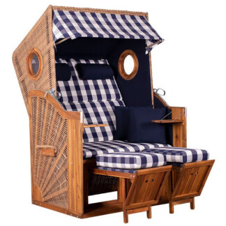 Strandkorb deVries Trend 45 XL Bullauge PE Walnut | 2er Halblieger