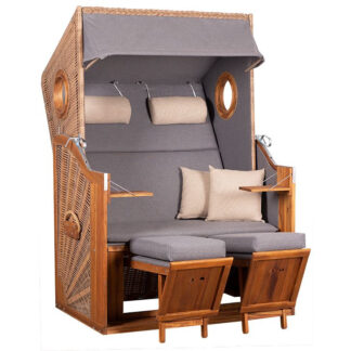 deVries Strandkorb Trend 45 XL PE Walnut Design 751 mit Bullaugen – NEU