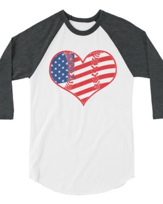 baseball heart 3/4 sleeve raglan shirt