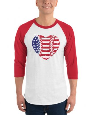 baseball softball flag usa 3/4 sleeve raglan shirt