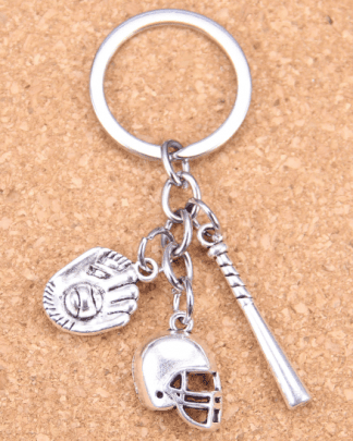 20pcs New Fashion DIY Keychain baseball glove helmet baseball bat Pendants Men Jewelry Car Key Chain Souvenir For Gift