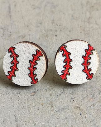 Funny Cute Heart  Wooden Stud Earrings for Women Fashion Cool Baseball Girl Earring Accessories