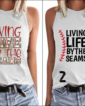 Vest Top White T Shirts For Women Fashion Print Loose Tank Top Sleeveless O-neck Summer Causal Women Baseball Bat Girl