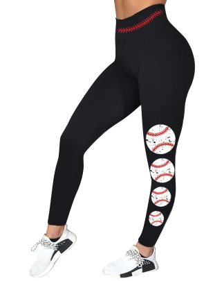 Leggings For Fitness Women Baseball Print Stretch Sport Pants Seamless Tights Legging Gym Pantalones de Mujer Workout Leggins