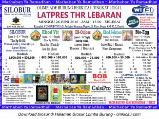 Brosur Latpres Burung Berkicau THR Lebaran Silobur, Depok, 26 Juni 2016