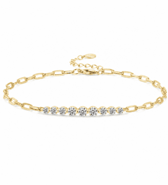 Moissanit Tennisarmband Gold Kessane mit 9 Steinen