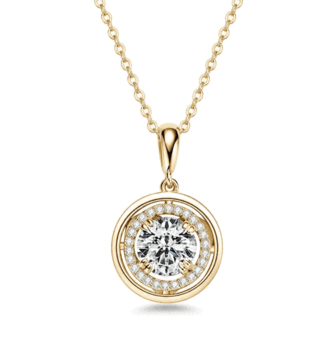 Moissanit Halo Halskette Lyrane 925 Sterling Silber GLAMAVERA