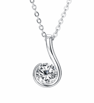 Silver Nerine Moissanite Curl Necklace on a white background