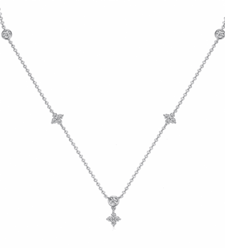 Valenne Clover Choker by GLAMAVERA in silver finish with 0.90CT moissanite clover and bezel details
