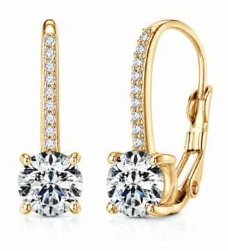 Isolated Rivane Drops gold-tone moissanite leverback earrings