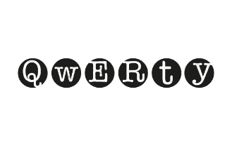 QWERTY- Logo Qwerty logo with stylish typewriter-style font in black and white design.