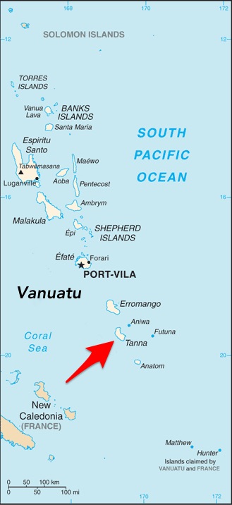 Location of Tanna Island Within Vanuatu