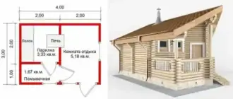 Проект бани 3х4 с тамбуром и отдельным входом