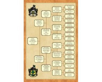 Árbol de antepasados vertical con escudos