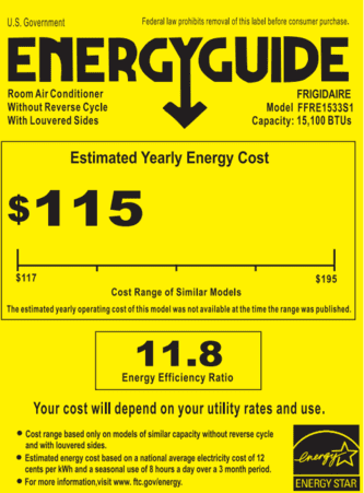 Frigidaire ffre1533s1 Energy Guide