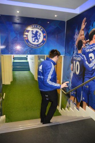 players tunnel to the field in Stamford Bridge