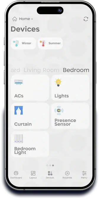 Device control dashboard in the Syncrow smart home app.