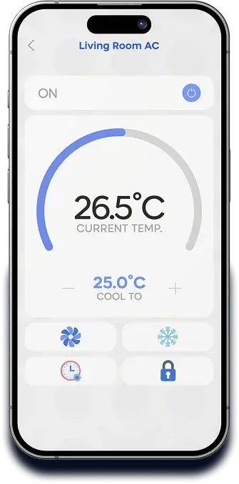 Smart AC controls on the Syncrow app.