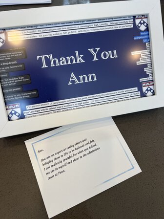 Text graphic saying "Thank You Ann" in elegant font with a soft background.
