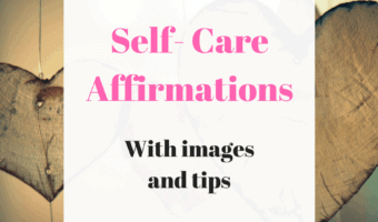 Self-care affirmations with tips and images.