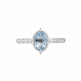 Oval Cut Vintage Aquamarine Ring - Carly