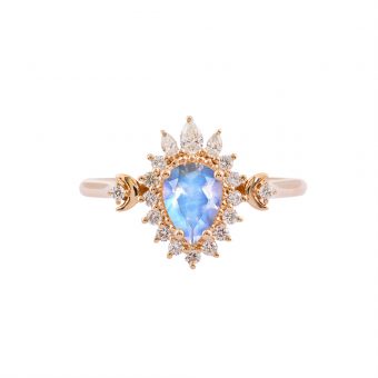 Crescent moon Art Deco moonstone ring Eden