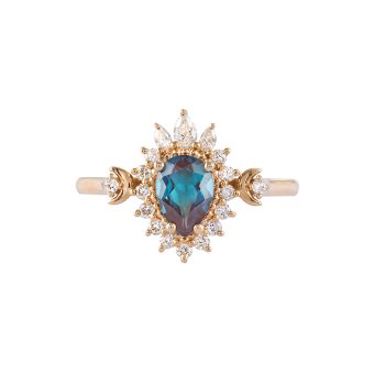 Crescent Moon Art Deco Alexandrite Ring - Ivy
