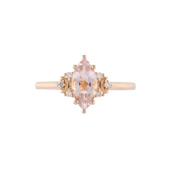 Crescent moon marquise cut morganite engagement ring Selena