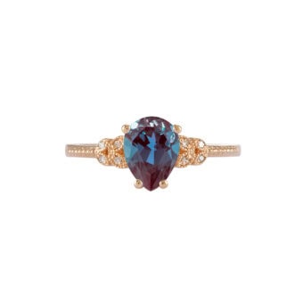 Nature Inspired Pear Cut Alexandrite Ring- Rowan