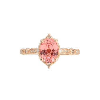 Vintage Oval Peach Sapphire Ring - Juliet