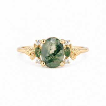 Secret Garden Ring in Oval Cut Moss Agate - Jasmine