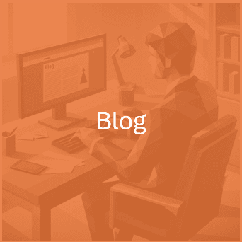 Illustration of an office desk with a computer monitor displaying a blog page, surrounded by papers, a lamp, and organized workspace elements, symbolizing content creation and digital publishing.