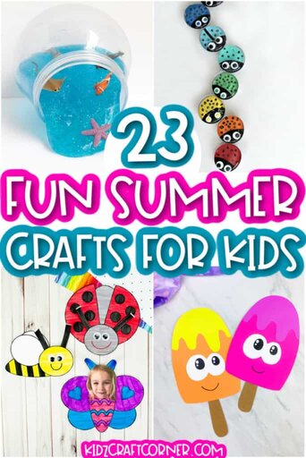 pin collage of fun summer crafts for kids