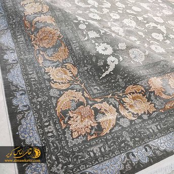 فرش طرح لاوین کد 2074 زغالی طلایی